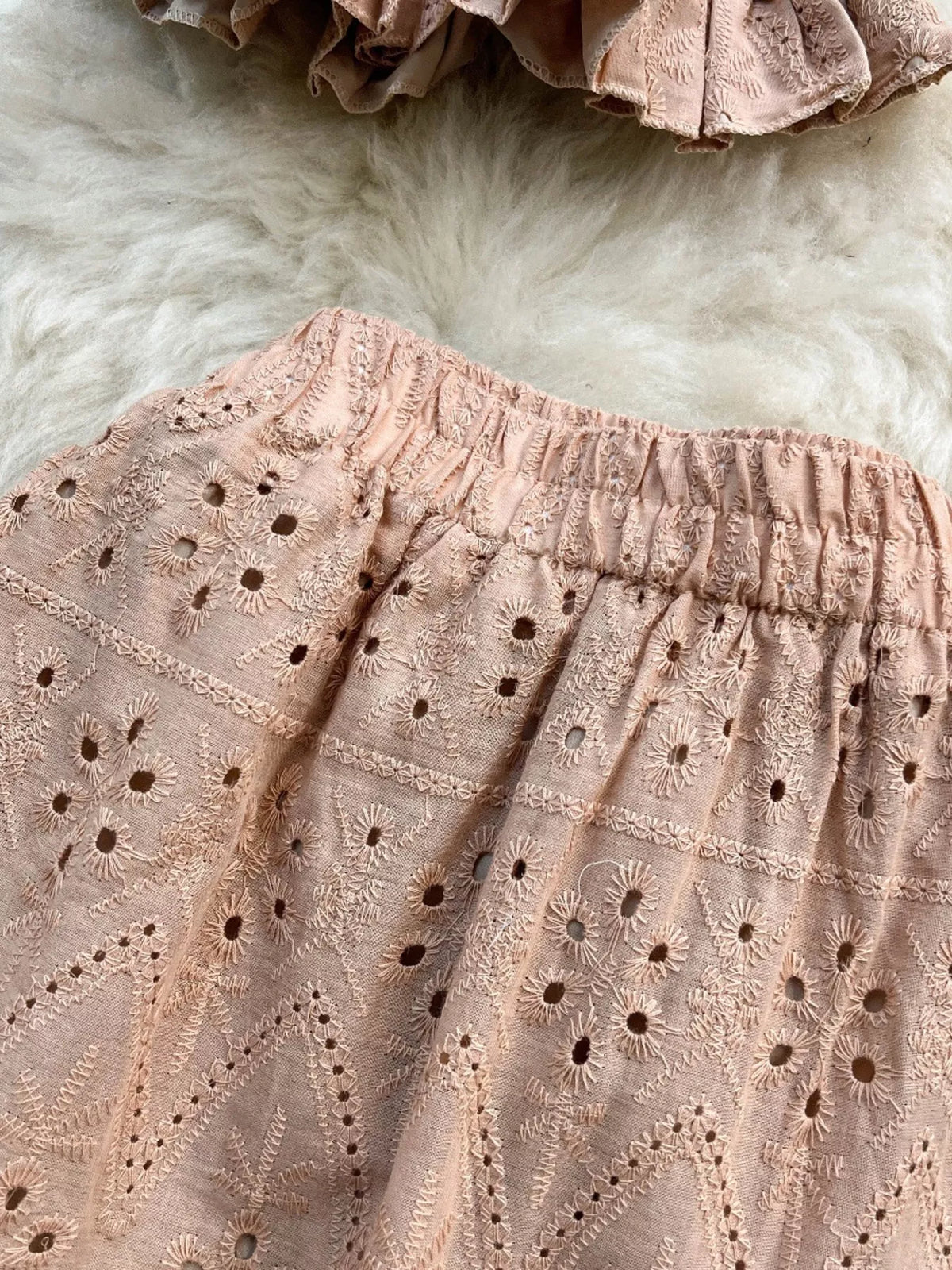 Smocked Crop Top and Hollow Out Skirt Set, view 24