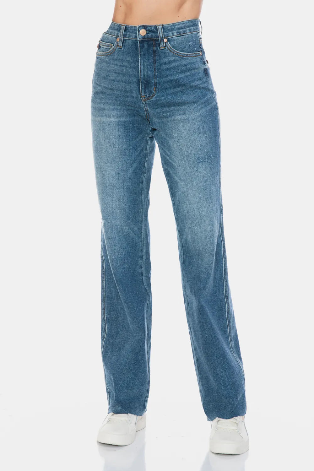 Judy Blue Tummy Control Raw Hem Straight Jeans view 7