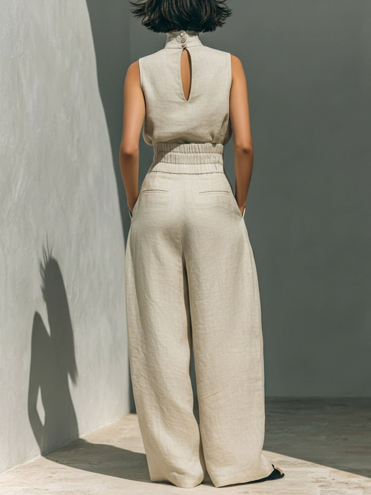 Ivory turtleneck two piece set side view