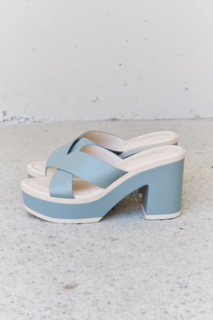 Weeboo Cherish The Moments Contrast Platform Sandals in Misty Blue - Fashorio