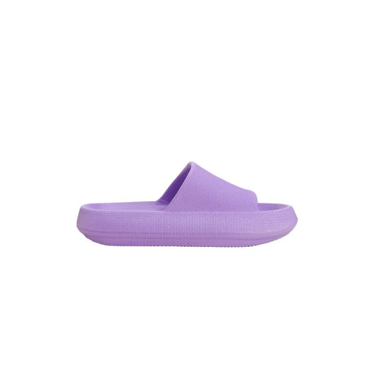 Open Toe Platform Slippers Purple - Fashorio