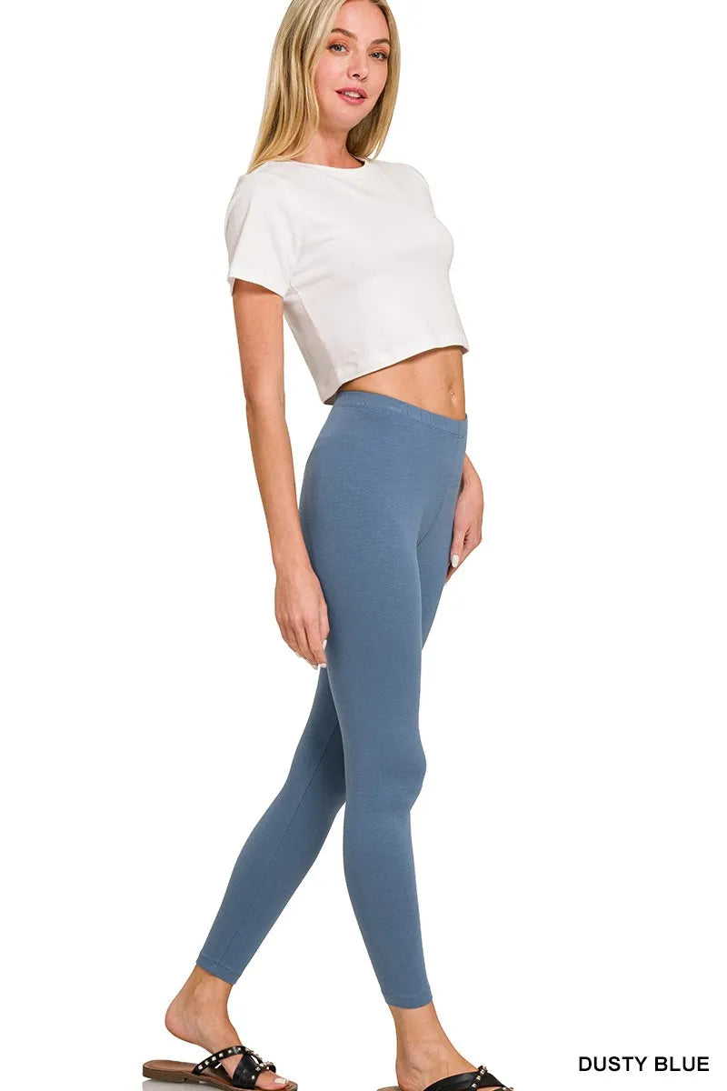 Zenana Cotton Round Neck Top & Legging Set - Fashorio