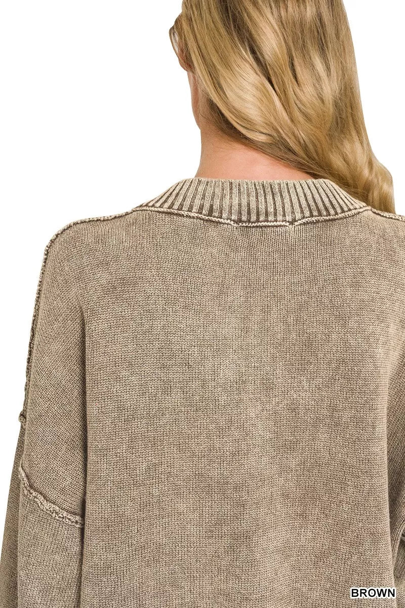 Oversized brown sweater relaxed fit side view