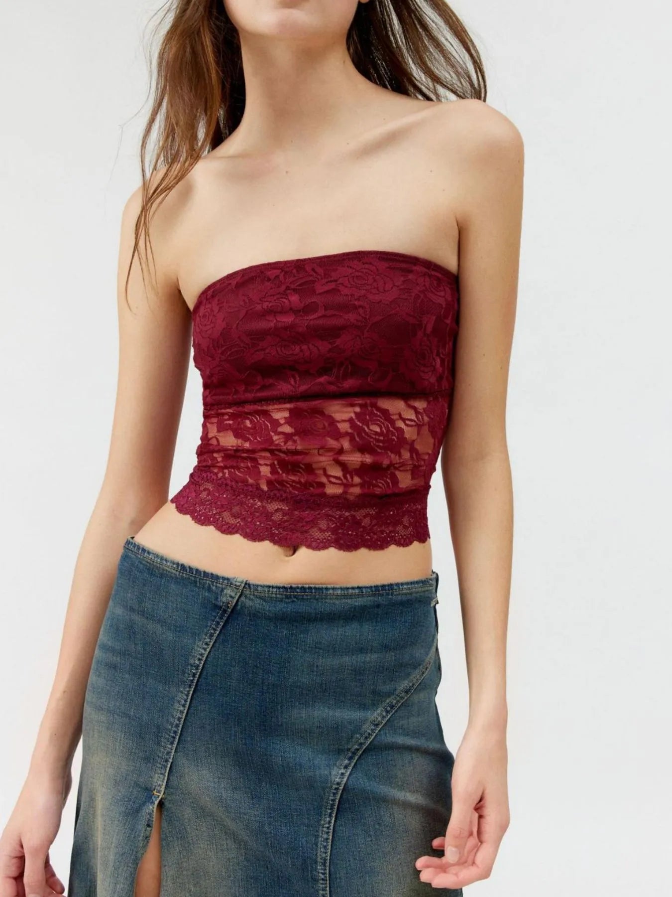 Lace Strapless Tube Top - Fashorio