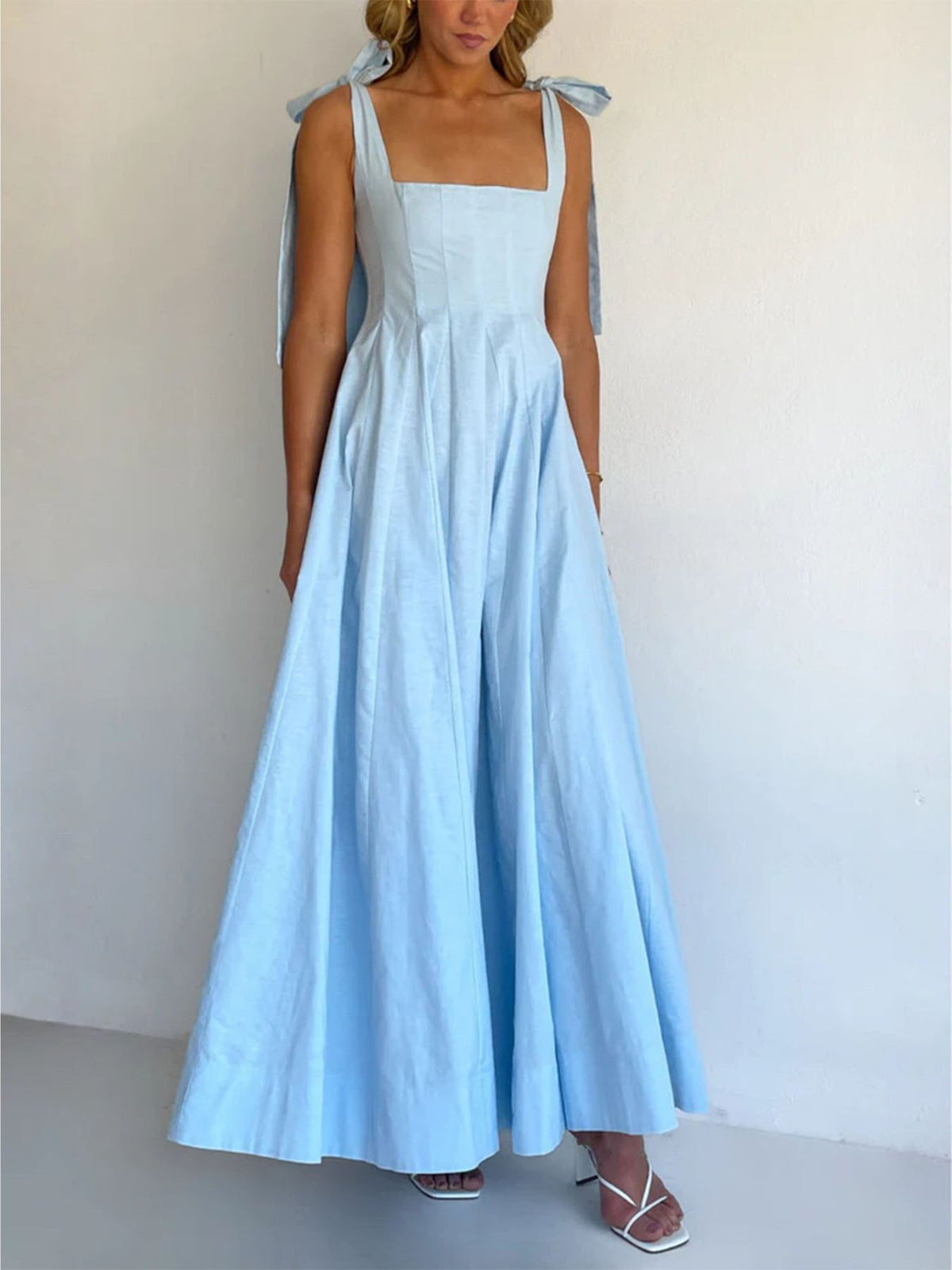 Gradient tie shoulder maxi dress back view