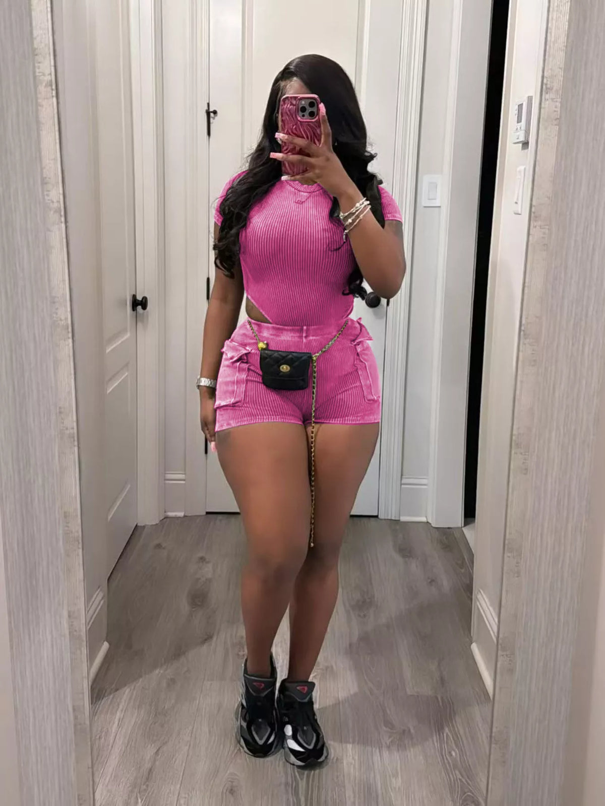 Two piece ribbed set full outfit view