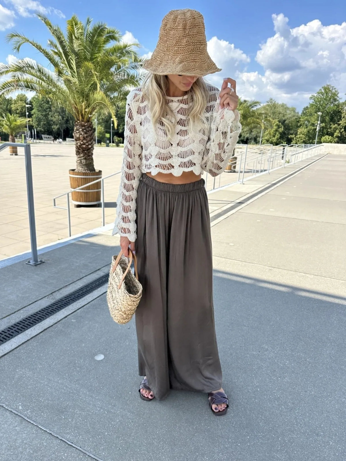 crochet long sleeve knit beach cover up fabric and knit detail