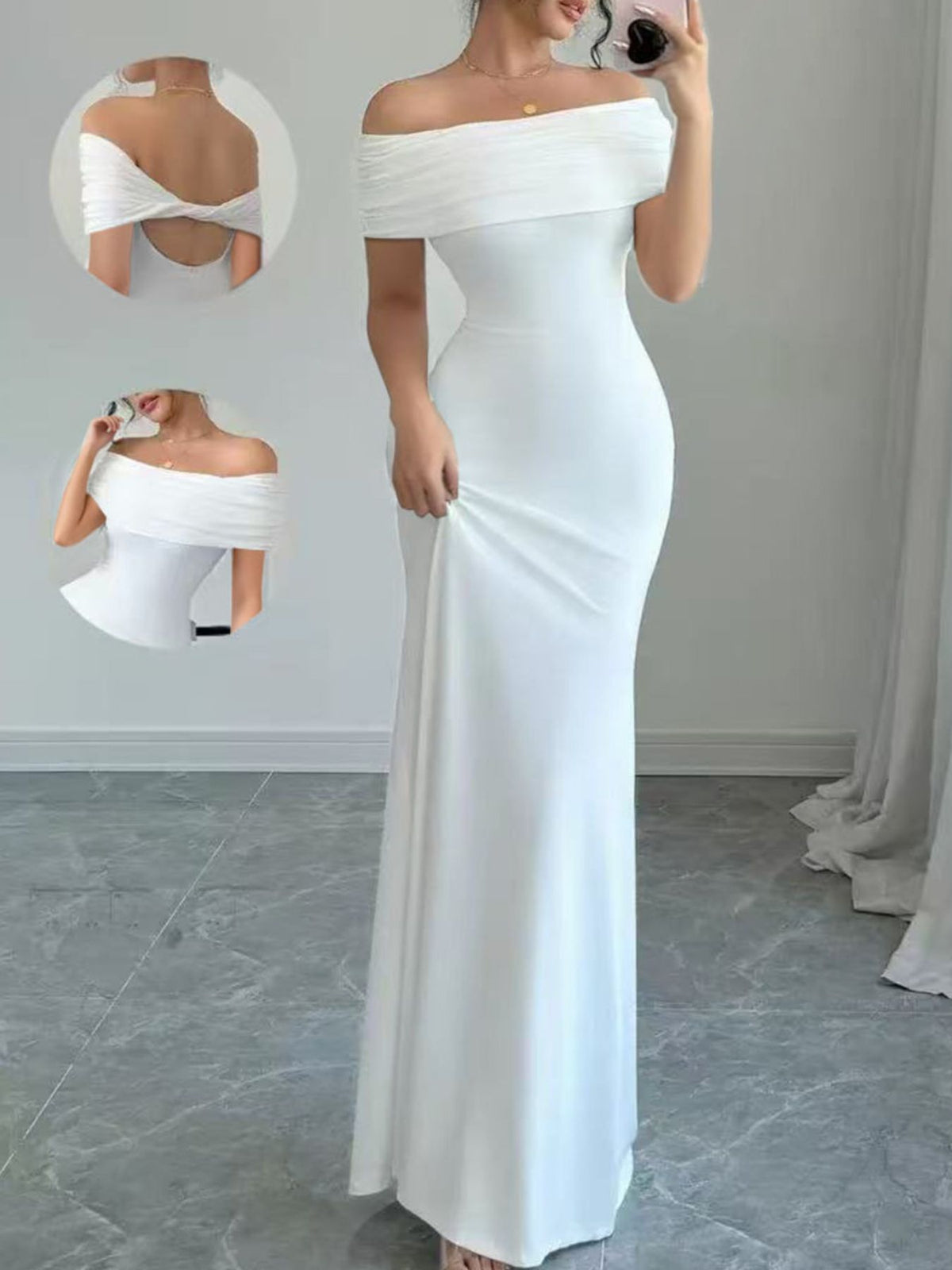 Off Shoulder Bodycon Maxi Dress styled look