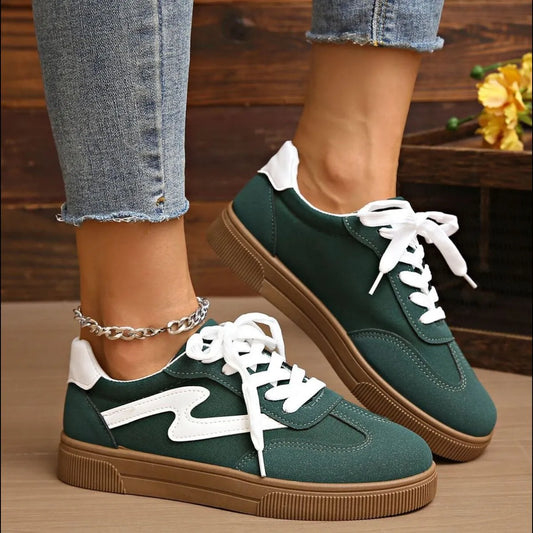 Round Toe Lace Up Sneakers - Fashorio