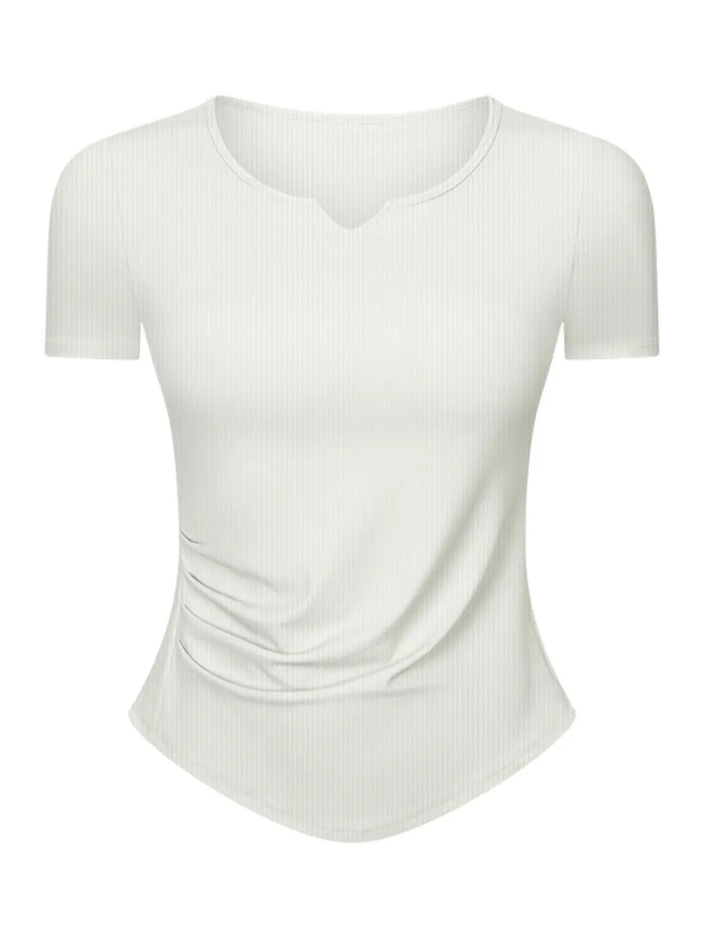 Notched neck short sleeve active t-shirt styling view