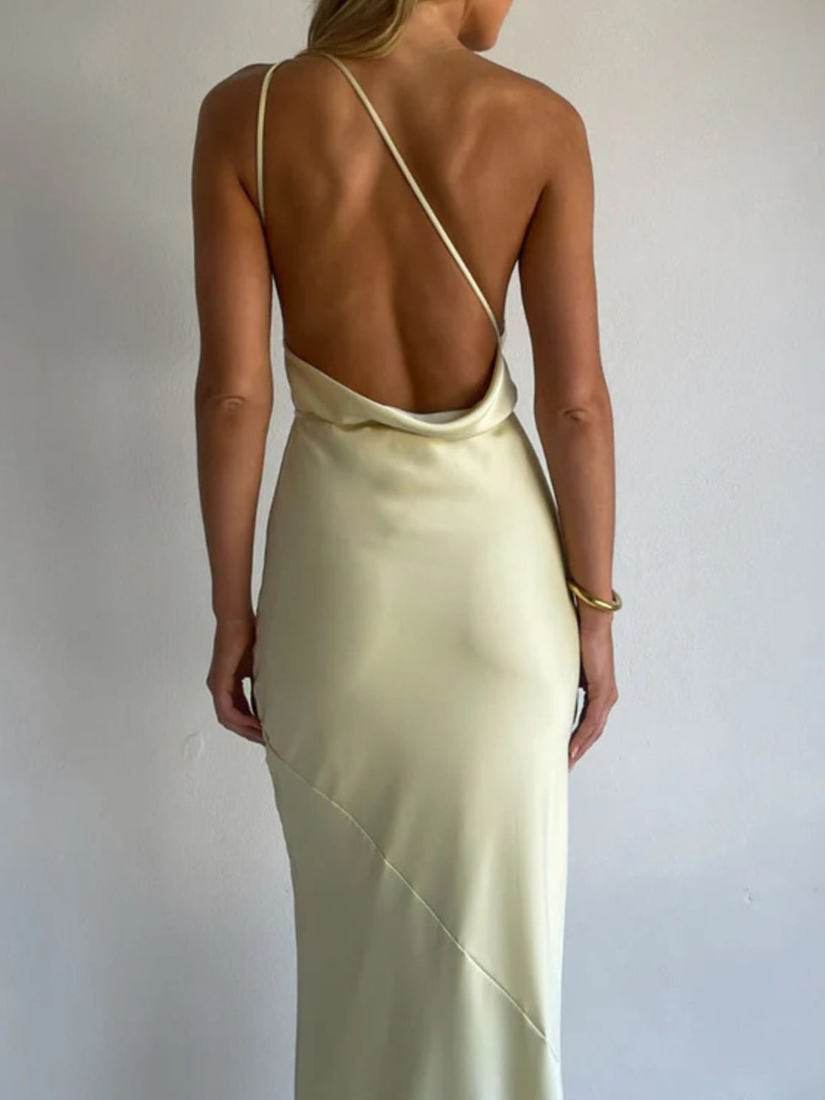 Halter neck satin maxi dress final view