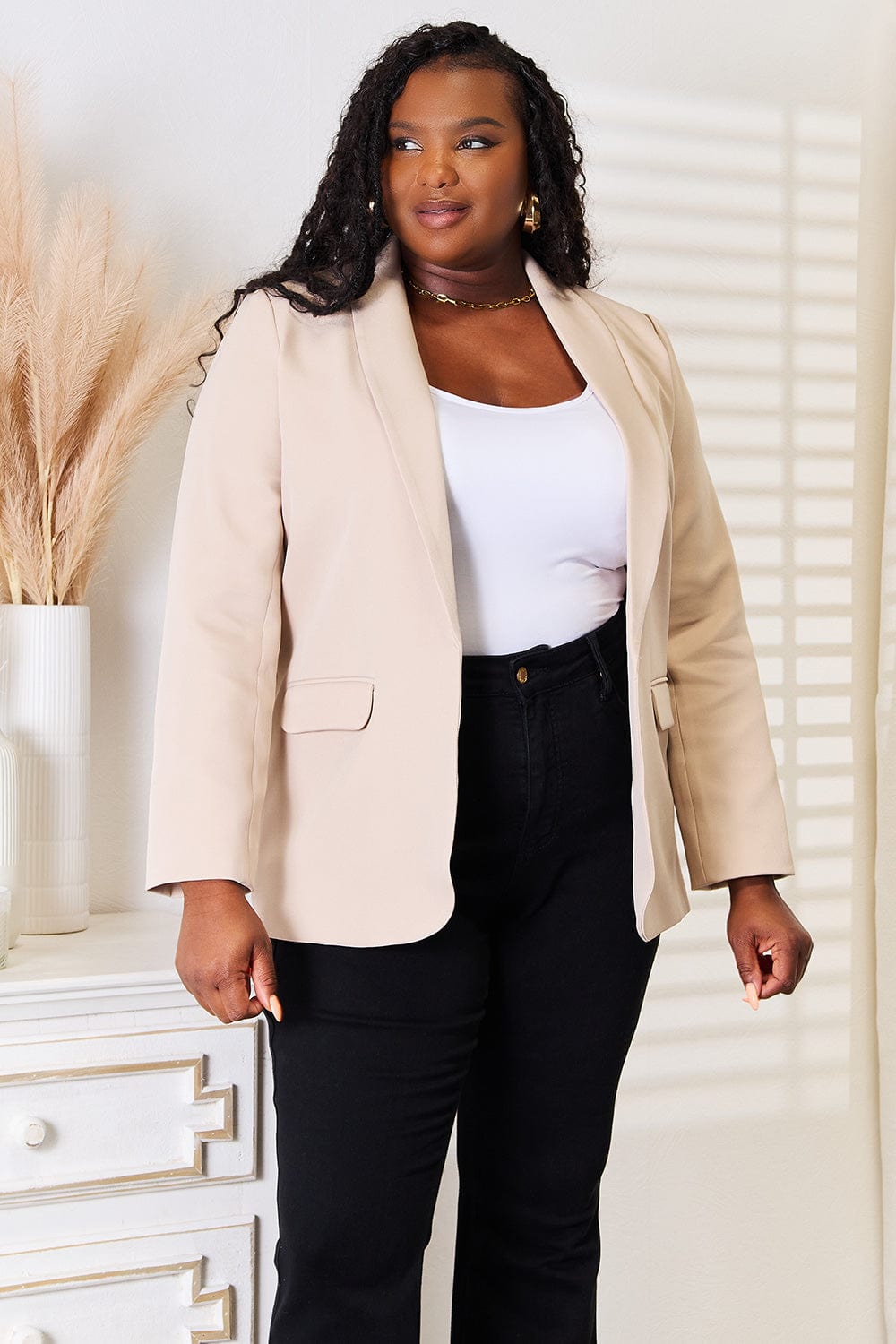Devine Blazers Devine Shawl Collar Long Sleeve Blazer