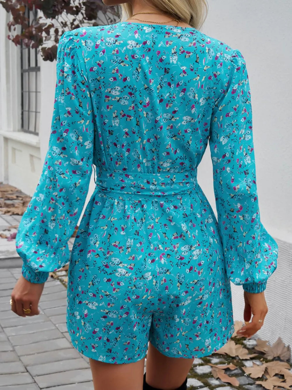 Devine Devine Tied Surplice Long Sleeve Romper