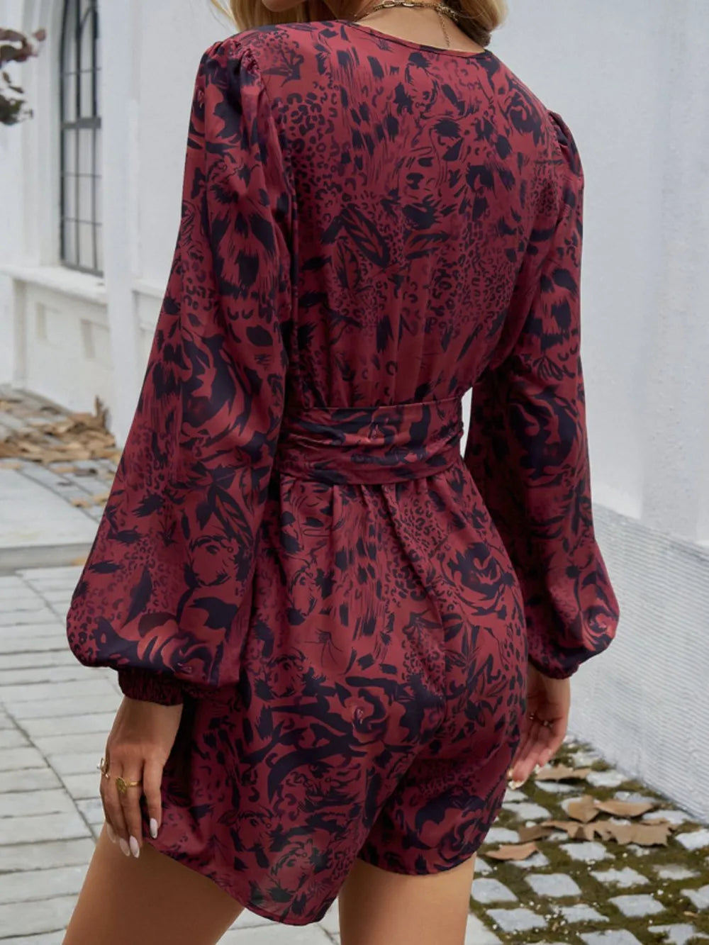 Devine Devine Tied Surplice Long Sleeve Romper