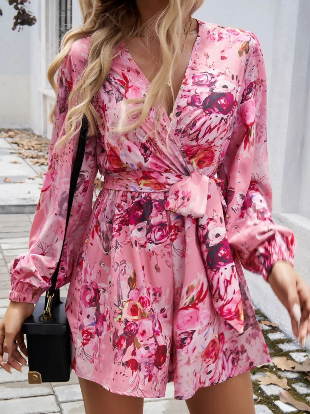 Devine Devine Tied Surplice Long Sleeve Romper