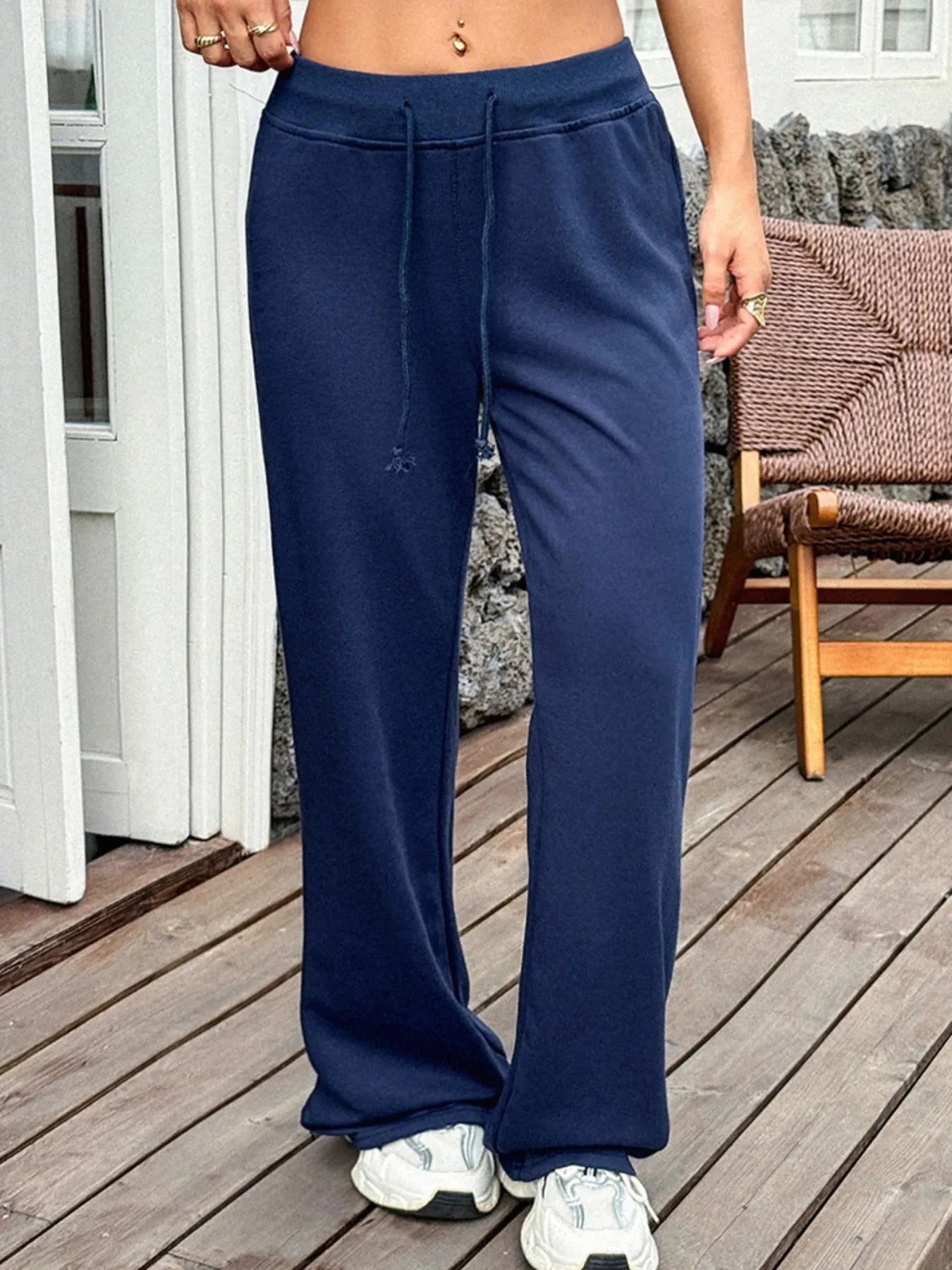 Devine Drawstring Wide Leg Active Pants