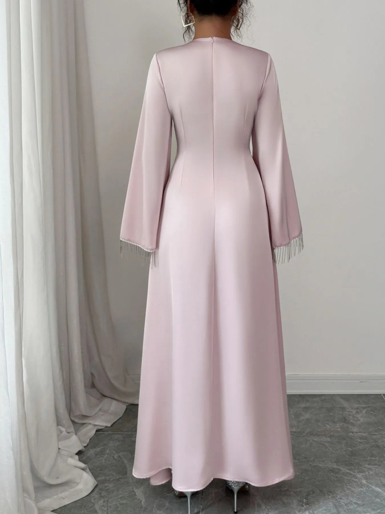 Devine Fringe Long Sleeve Bodycon Maxi Dress