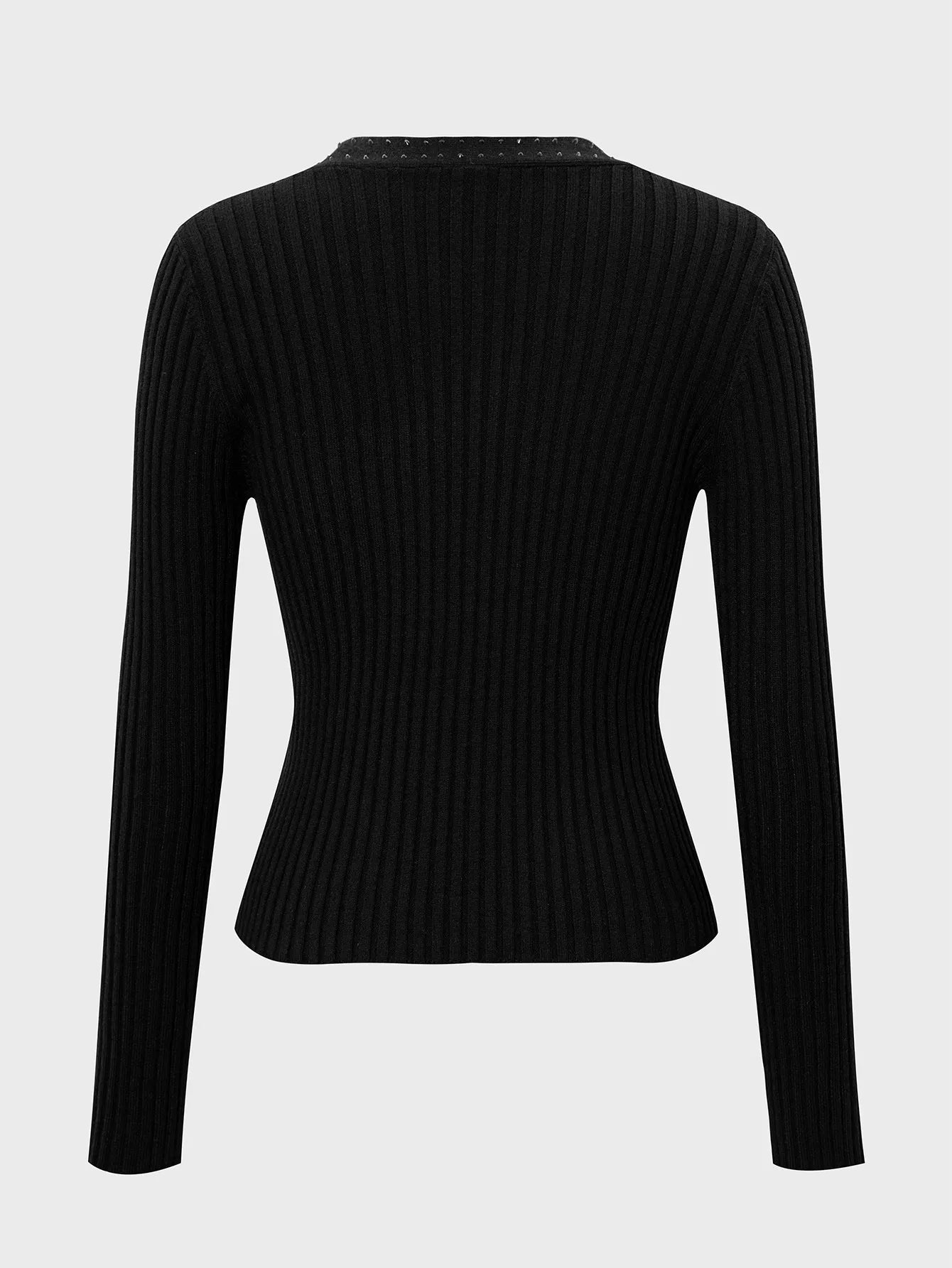 Devine Knit Tops Long Sleeve Ribbed Knit Top