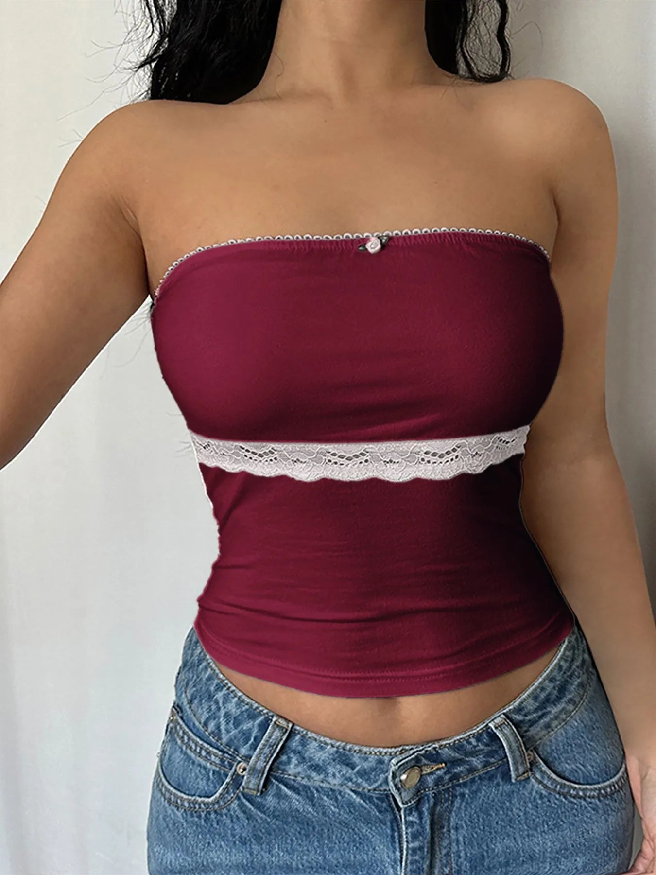 Devine Lace Trim Tube Top