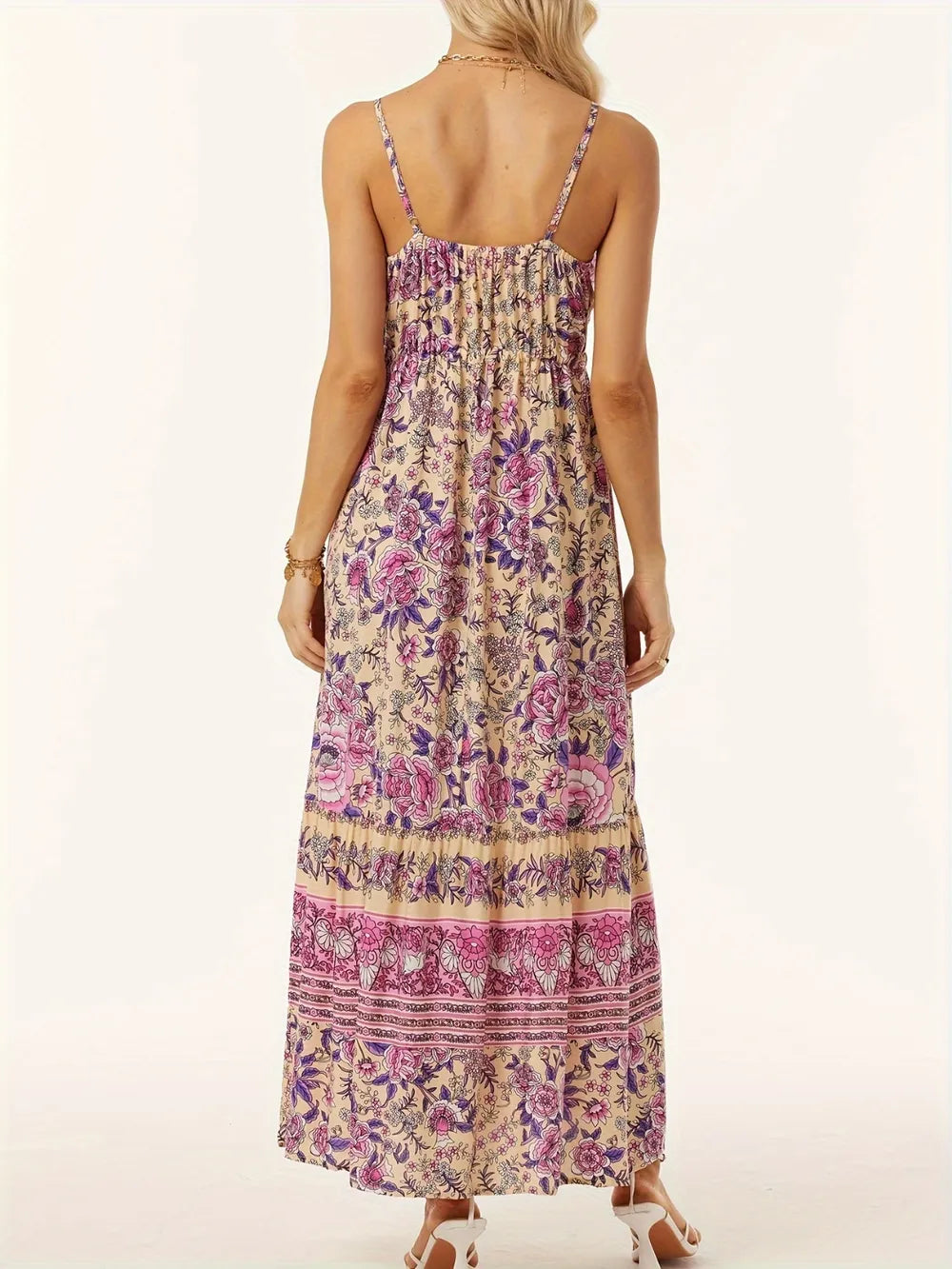 Printed Scoop Neck Midi Cami Dress - Fashorio