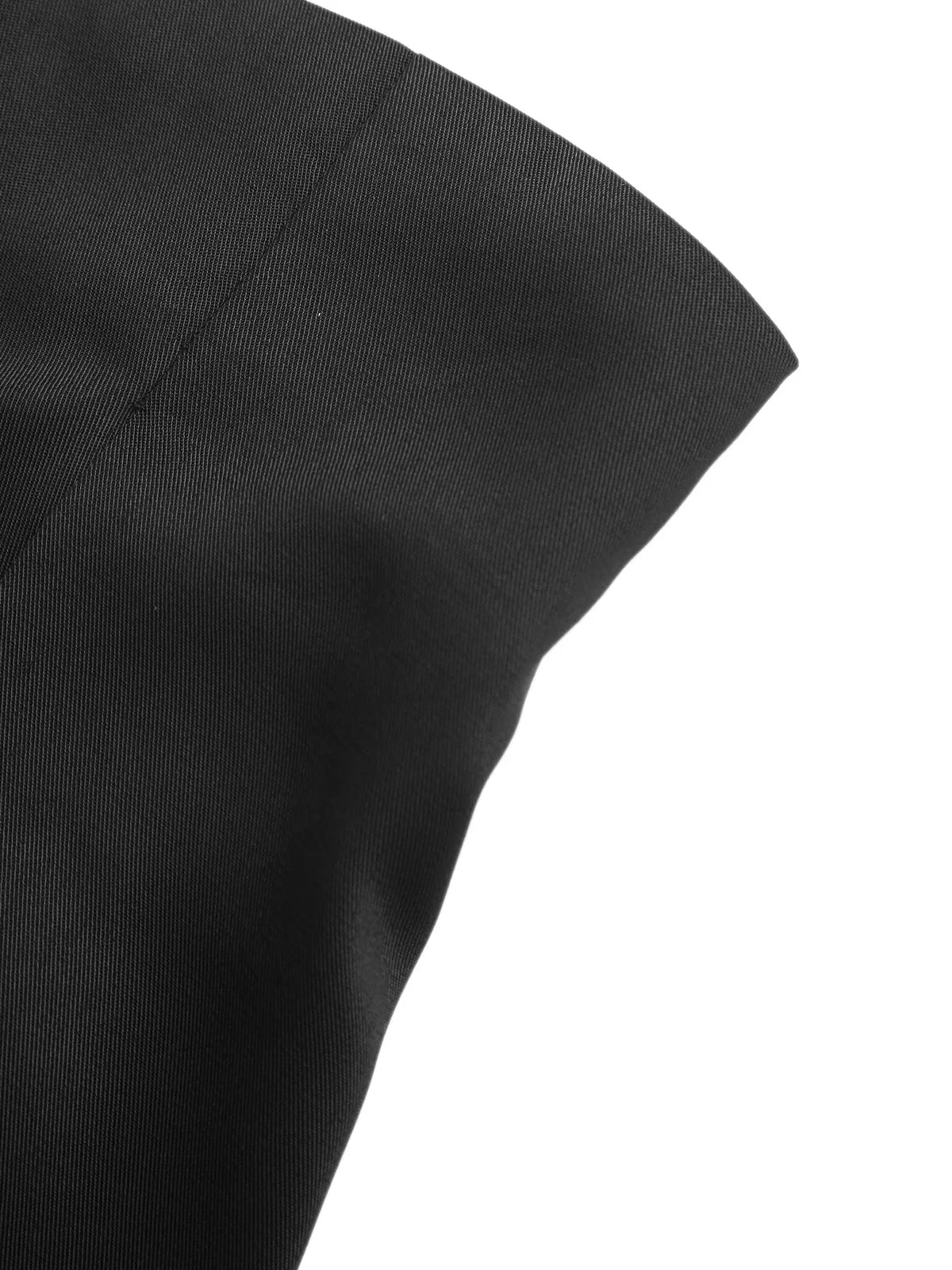 Black high waist pleated shorts full length view