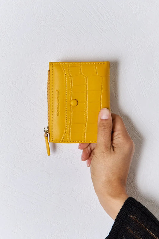 David Jones Texture PU Leather Mini Wallet YELLOW One Size - Fashorio