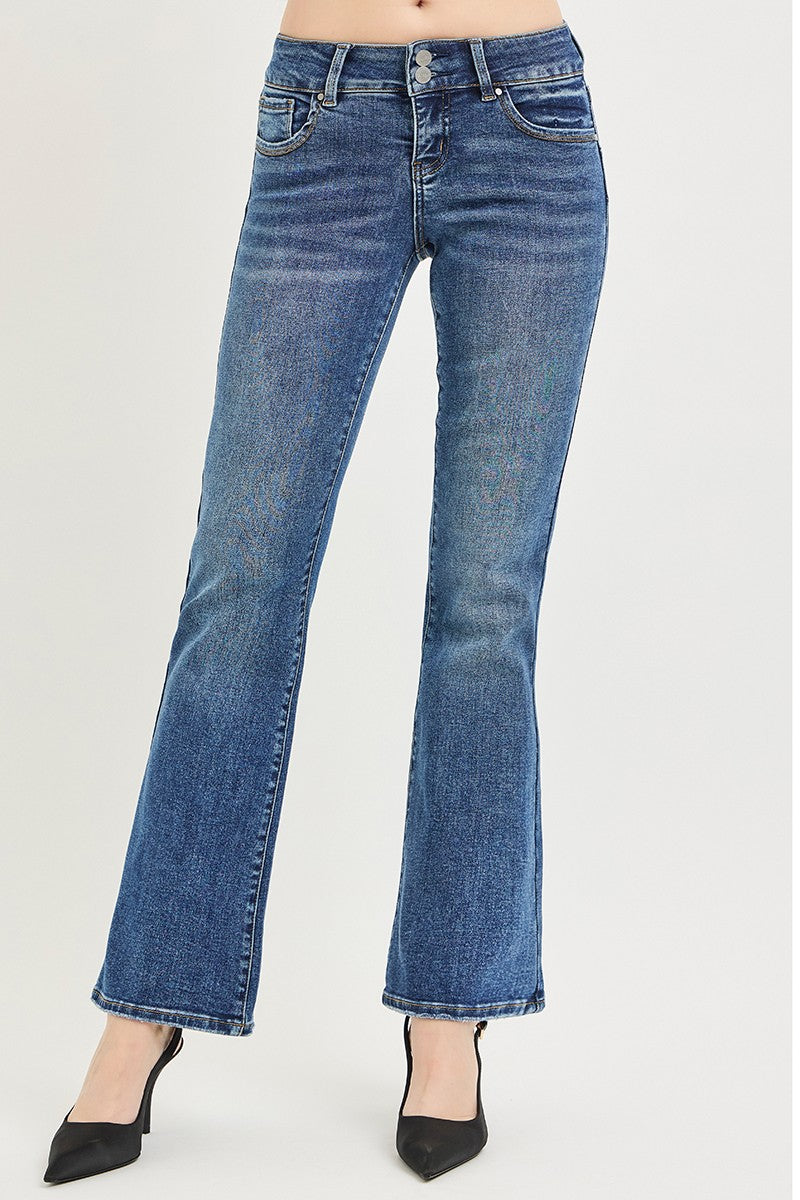 RISEN womens bootcut jeans waistband close up
