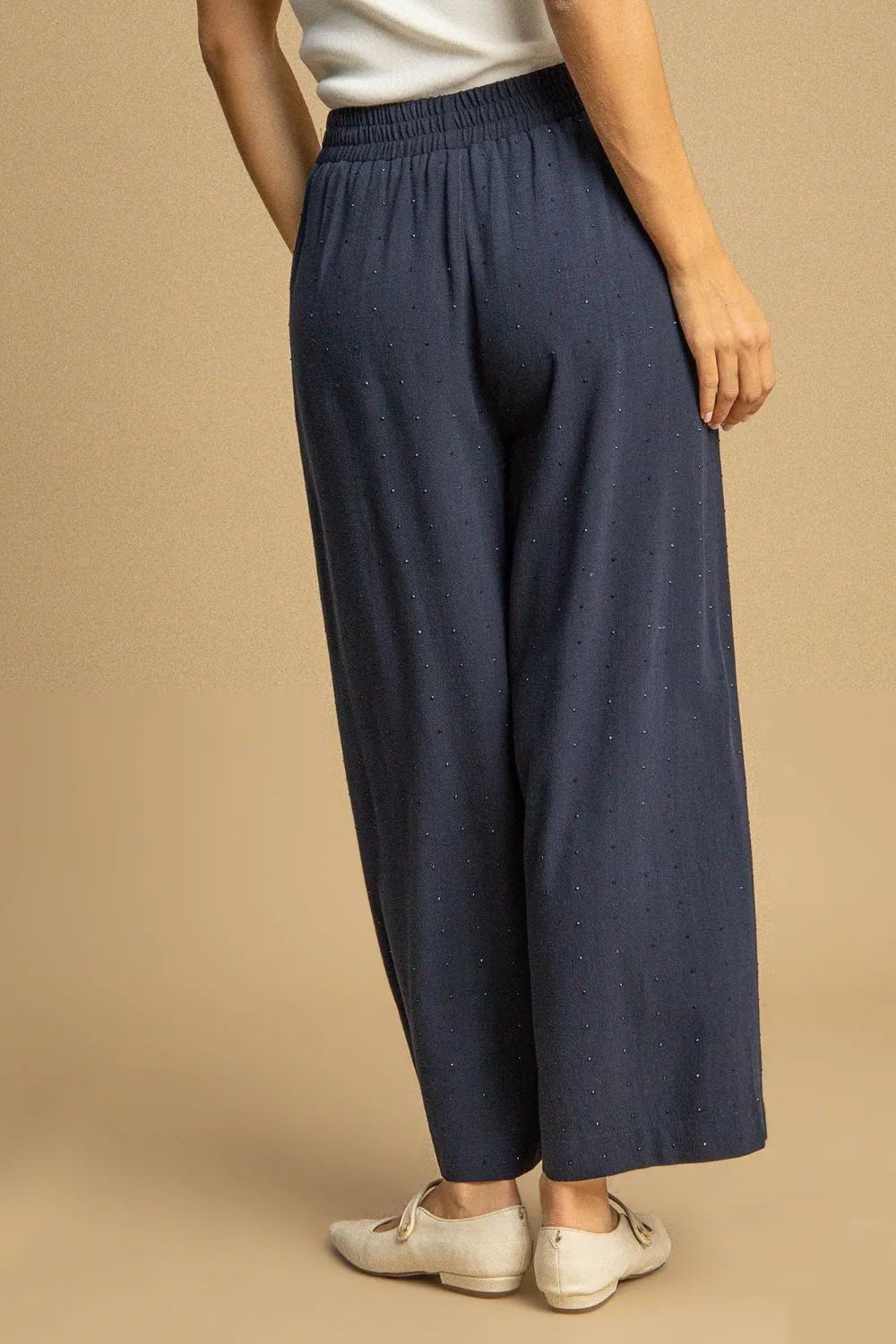 Umgee Full Size High Waisted Embellished Linen Pants Plus Size - Fashorio