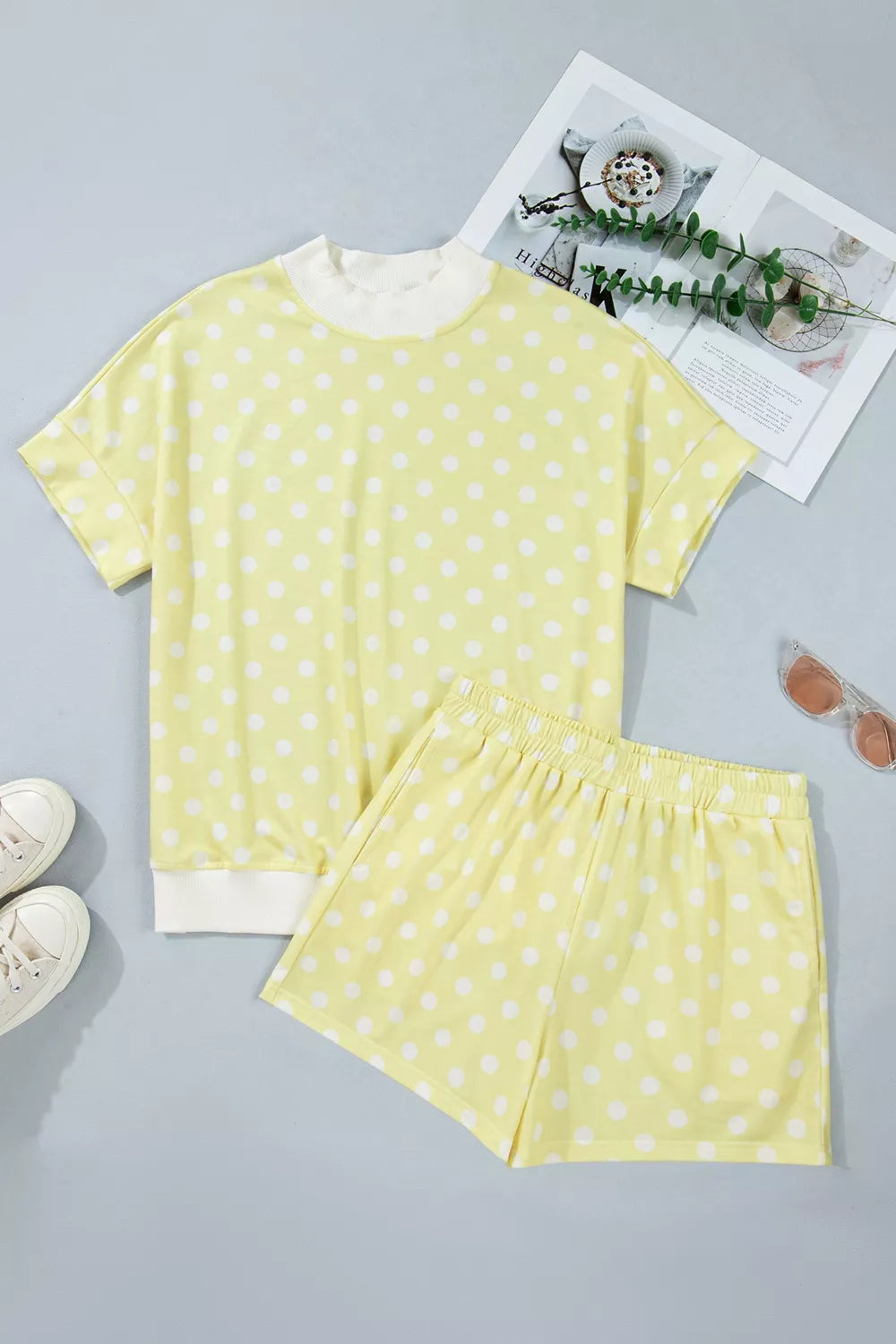 Polka Dot Short Sleeve Top and Shorts Set, view 11