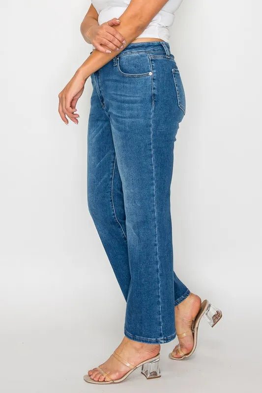 bytos Full Size Cat's Whiskers Mid Rise Ankle Jeans - Fashorio