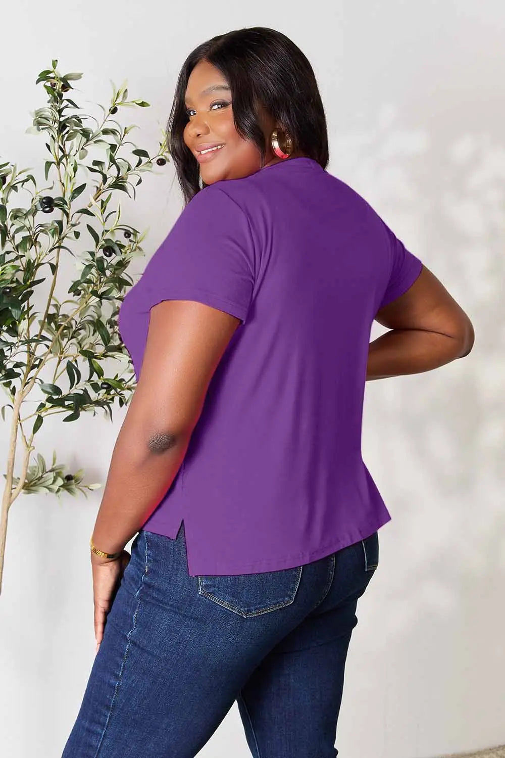 Round Neck Short Sleeve Slit Tee, view 26