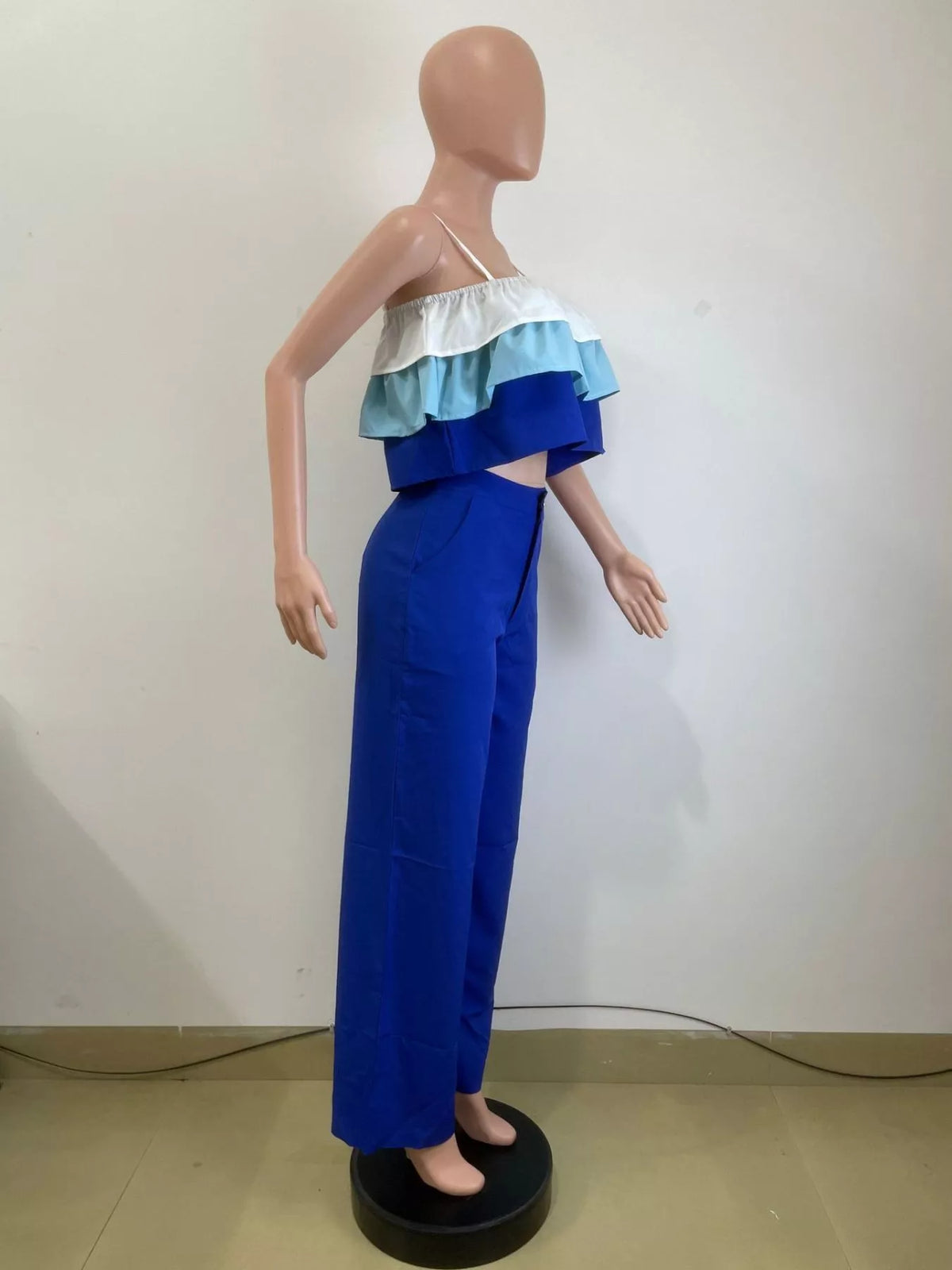 Layered Ruffle Crop Top and Pants Set, view 8