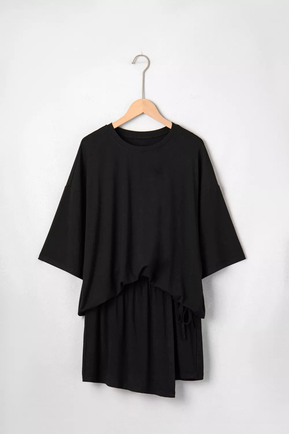 Black tie wrap mini skort detail