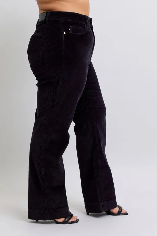 Judy Blue Full Size High Waist Corduroy Trouser Wide Plus Size - Fashorio