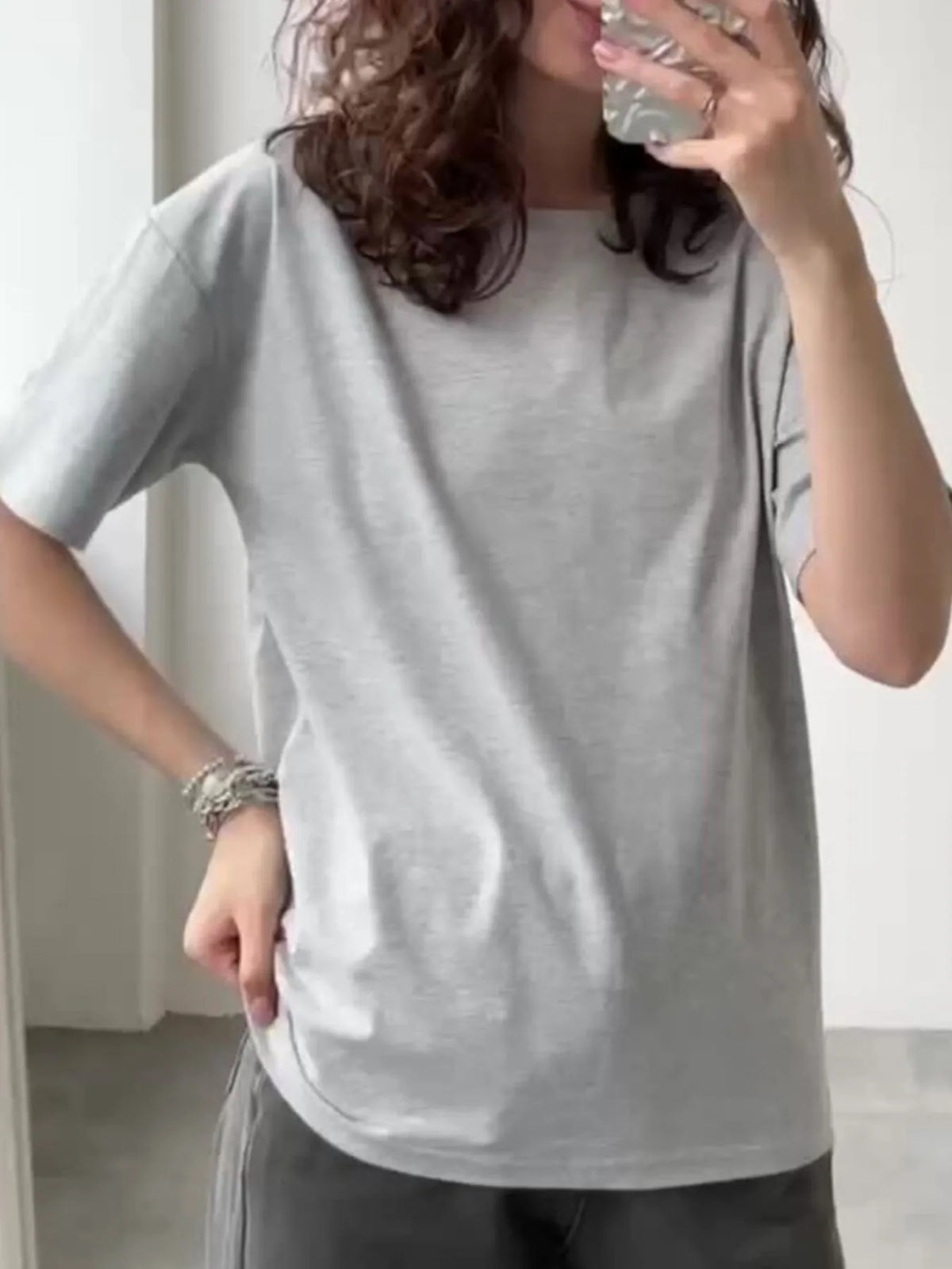 Oversized Round Neck Short Sleeve Top, view 14