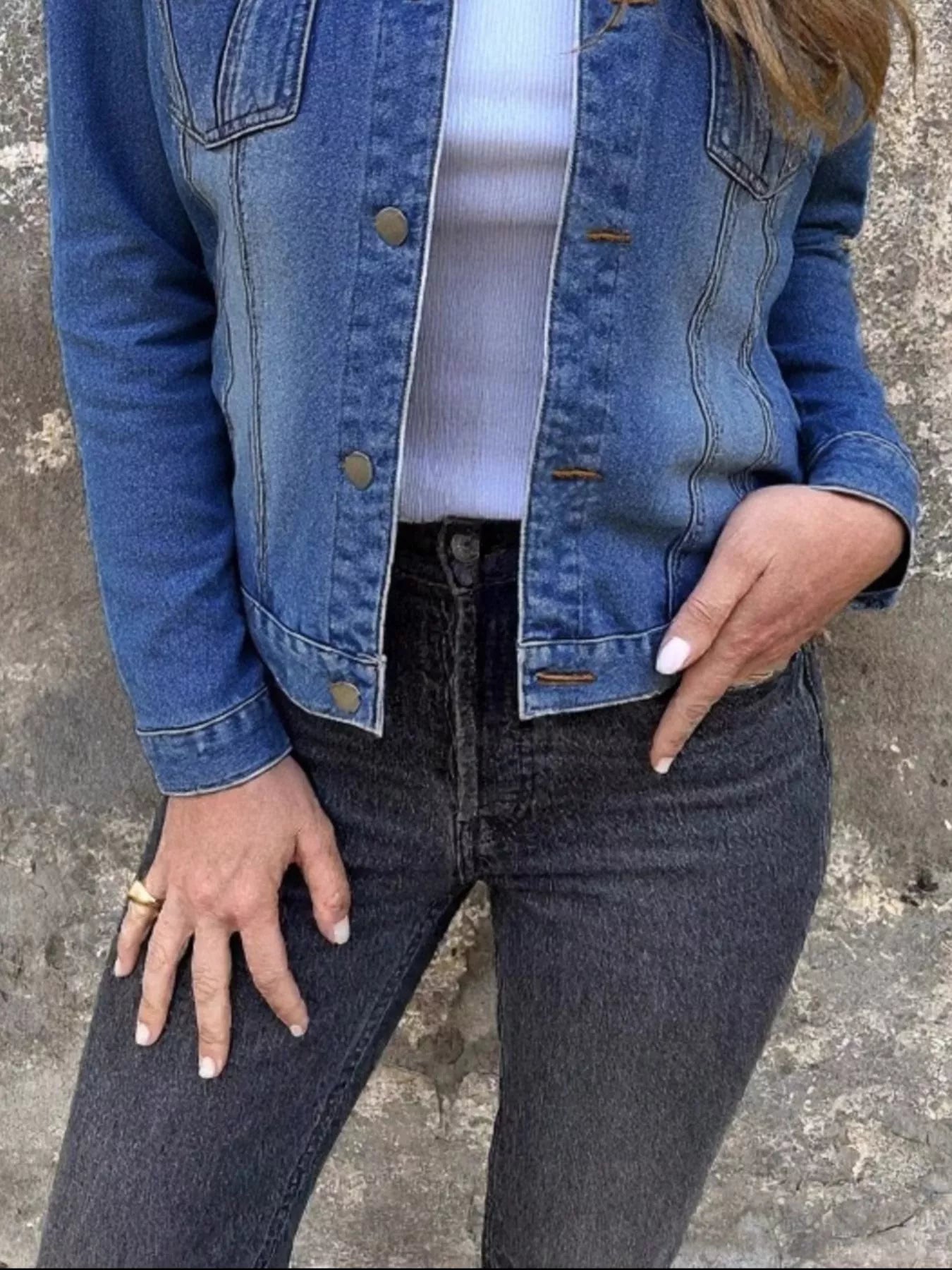 Full Size Button Front Long Sleeve Denim Jacket Plus Size - Fashorio