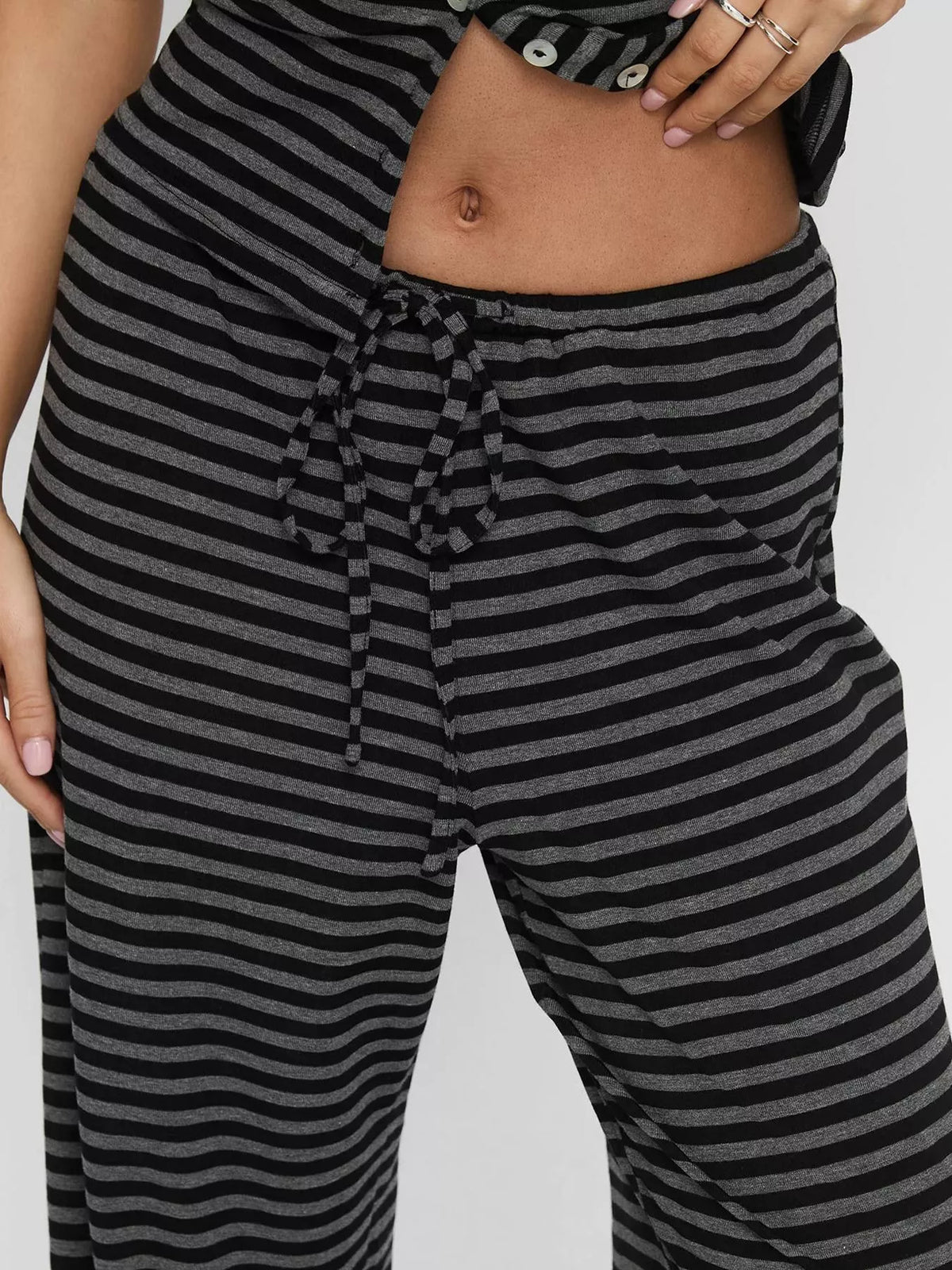 Striped Button Down Top and Wide Leg Pants Set, view 6