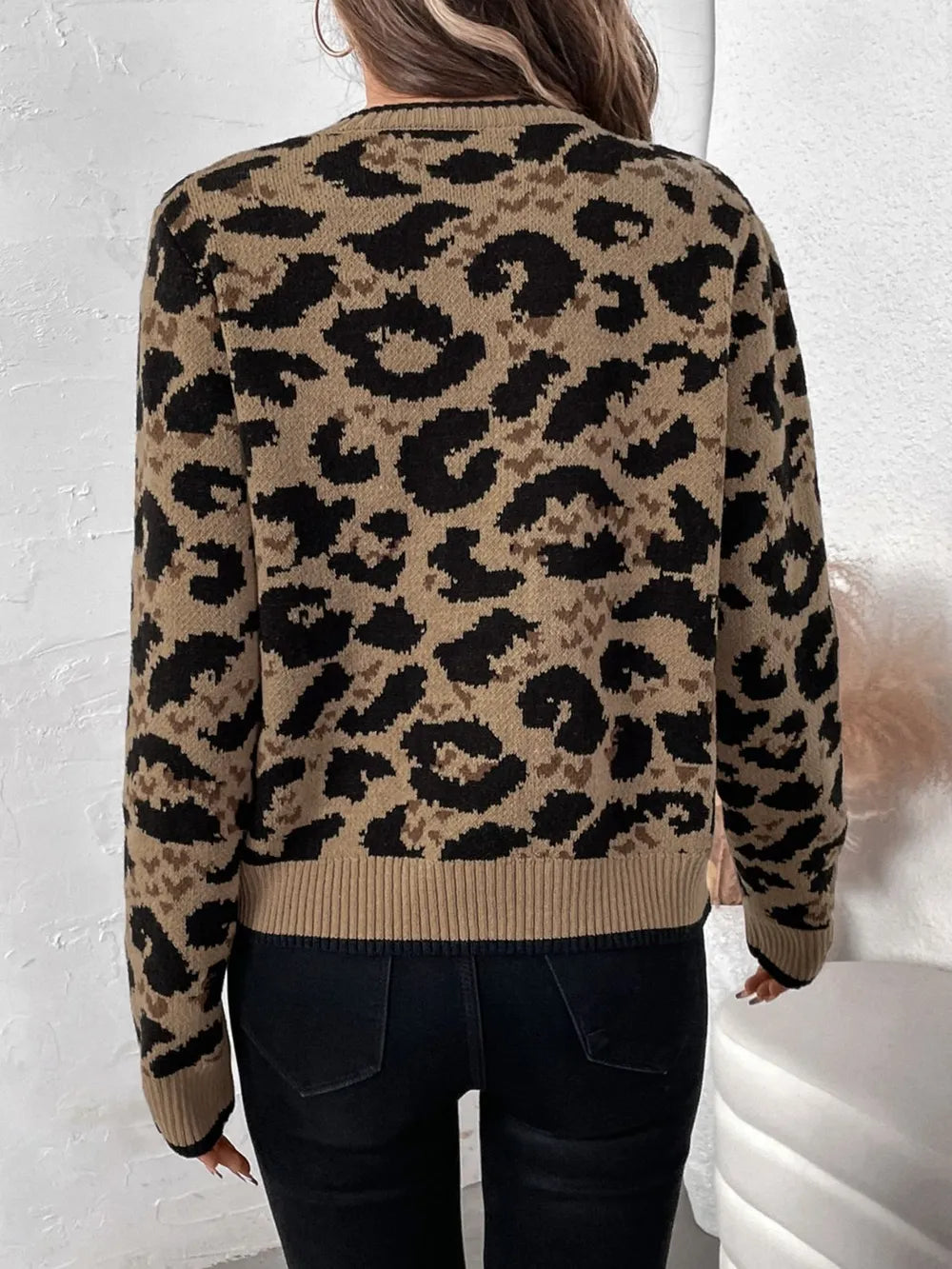 Leopard print cardigan tie front detail