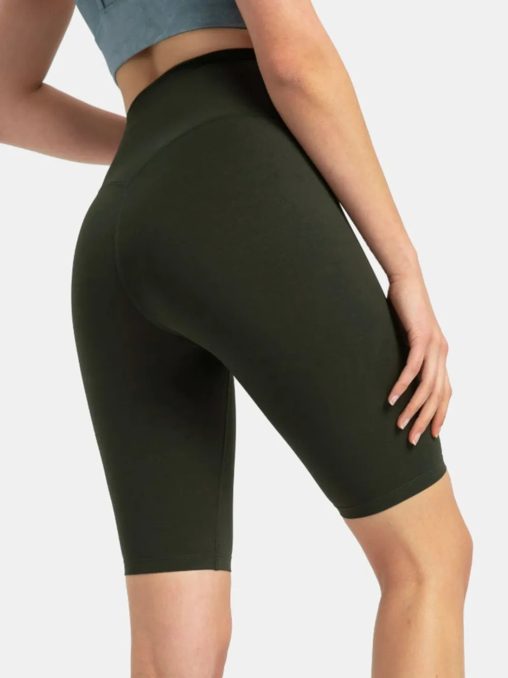 high rise wide waistband active shorts detail view 36
