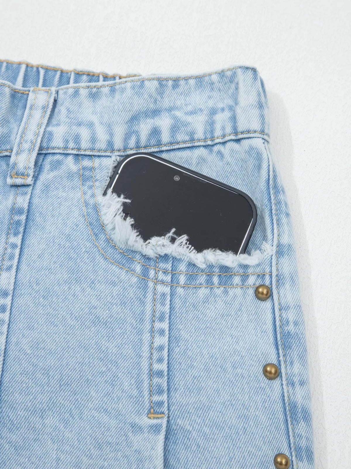 Studded Side Slit Wide Leg Jeans, view 7