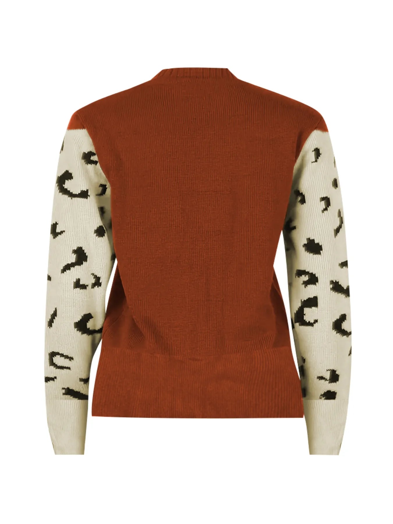 Leopard Round Neck Sweater - Fashorio