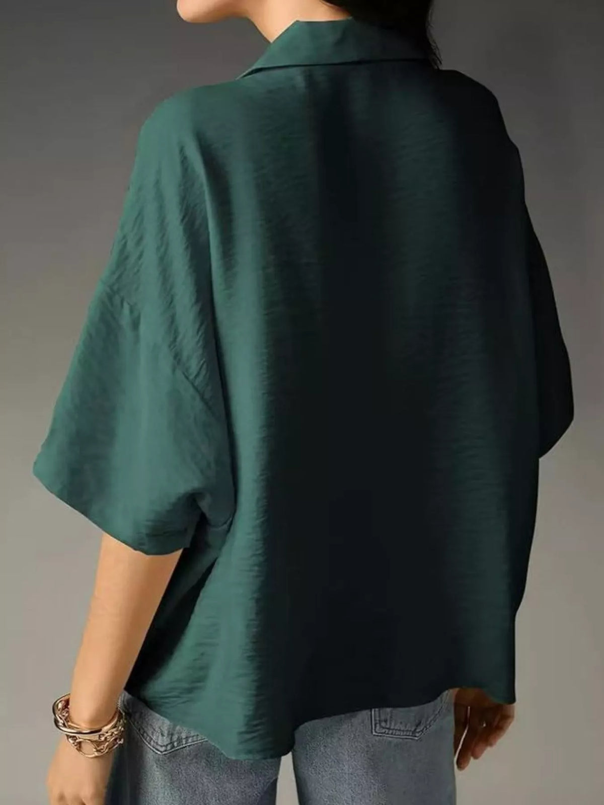 White relaxed fit half sleeve blouse front view