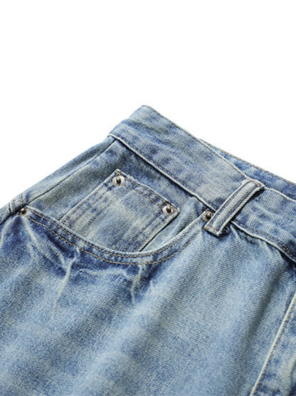 Men's Washed Wide Leg Denim Shorts - Fashorio