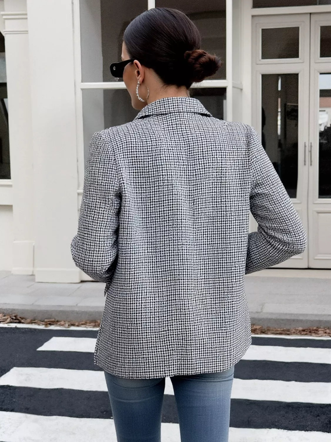 Double Take (Oh) Blazers Houndstooth Patterned Double-Breasted Blazer