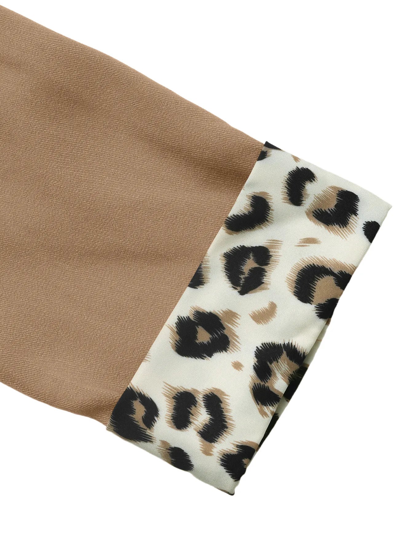 Double Take (Oh) Blazers Lapel Collar Leopard Cuff Long Sleeve Blazer