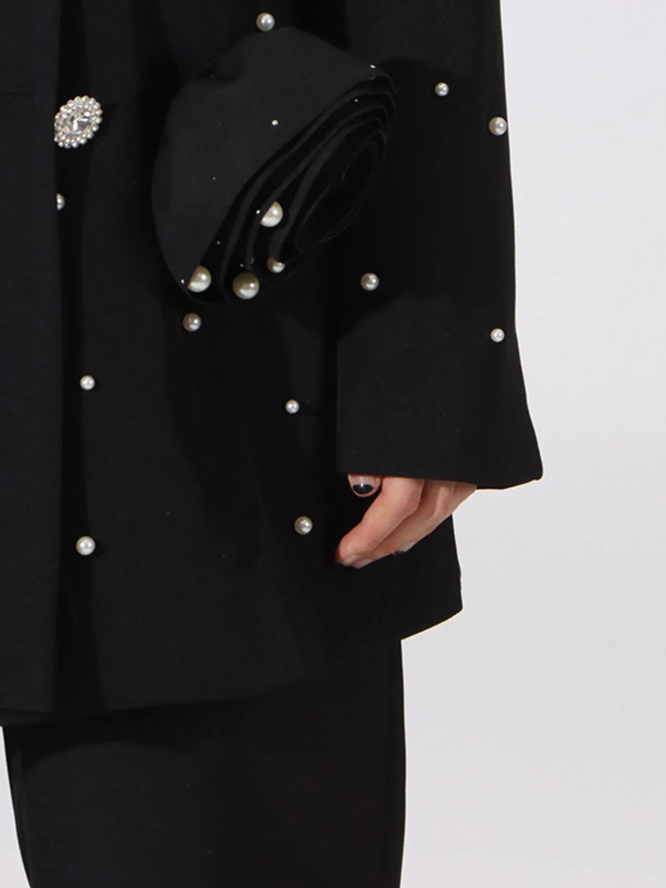 Double Take (Oh) Blazers Pearl Embellished Double-Breasted Blazer