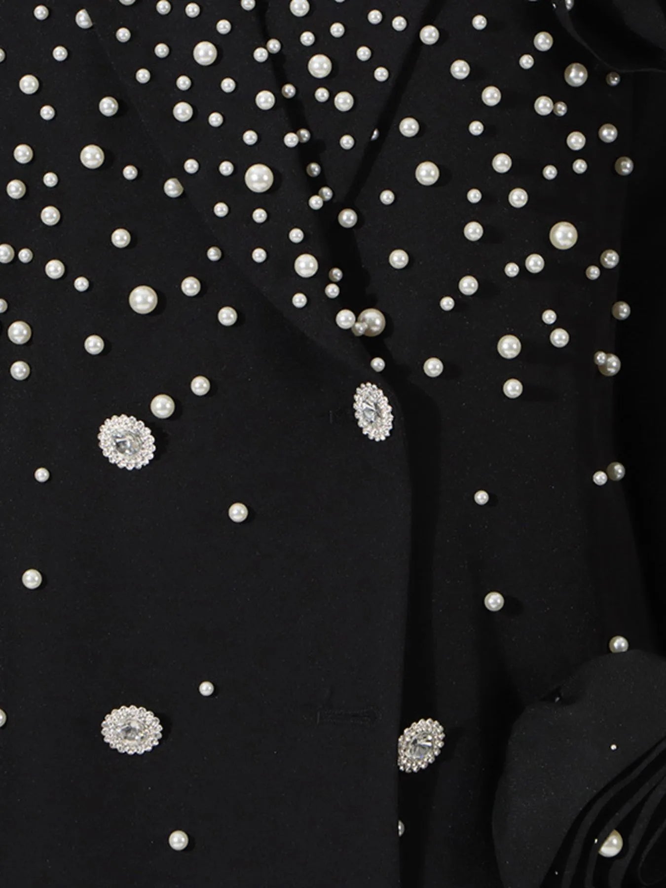 Double Take (Oh) Blazers Pearl Embellished Double-Breasted Blazer