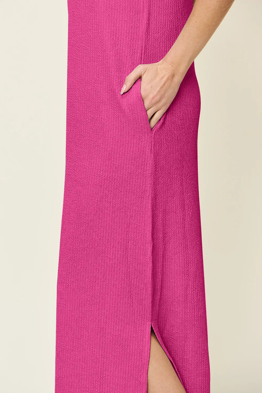 Double Take (Oh) Double Take Full Size Texture Mock Neck Sleeveless Maxi Dress