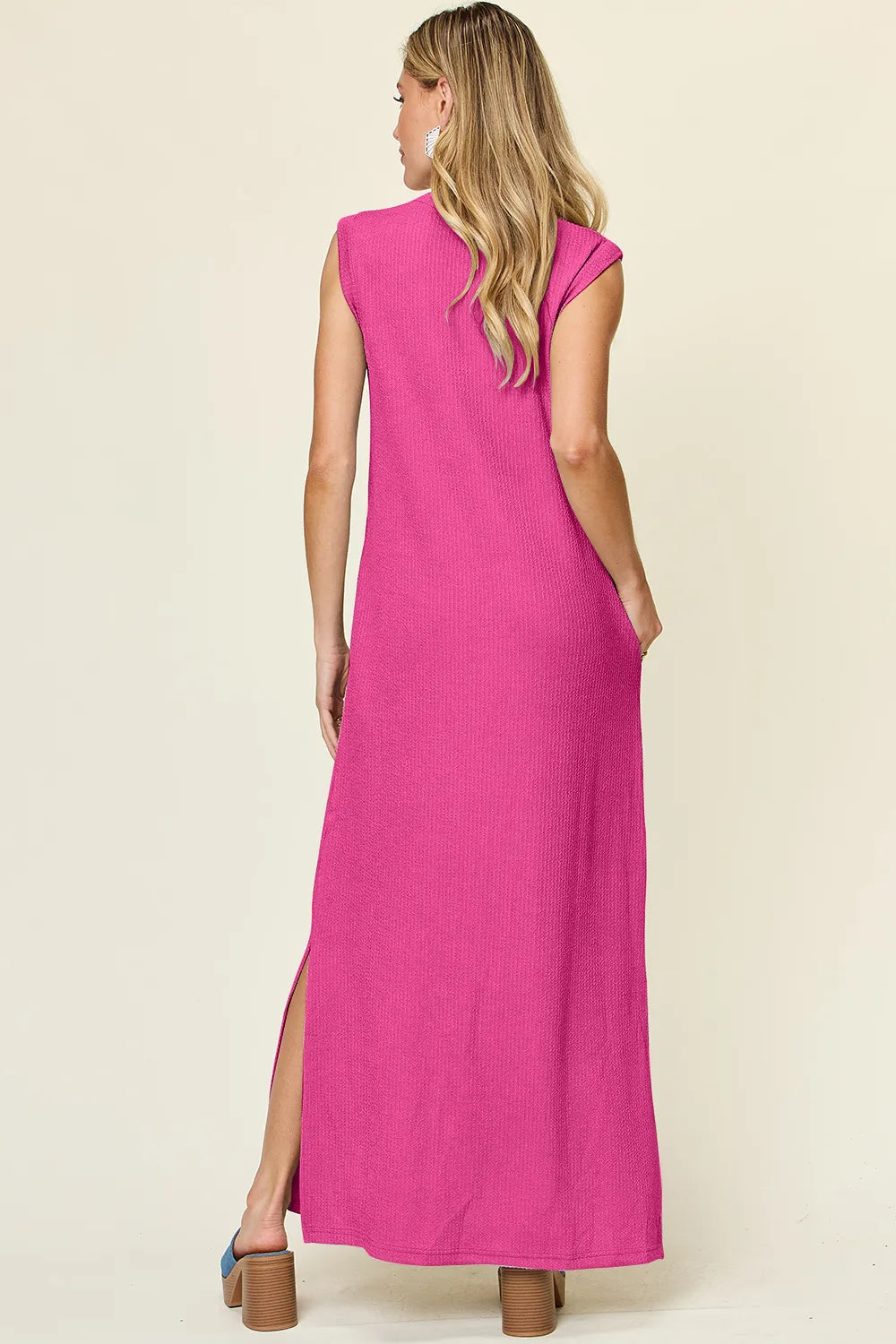 Double Take (Oh) Double Take Full Size Texture Mock Neck Sleeveless Maxi Dress