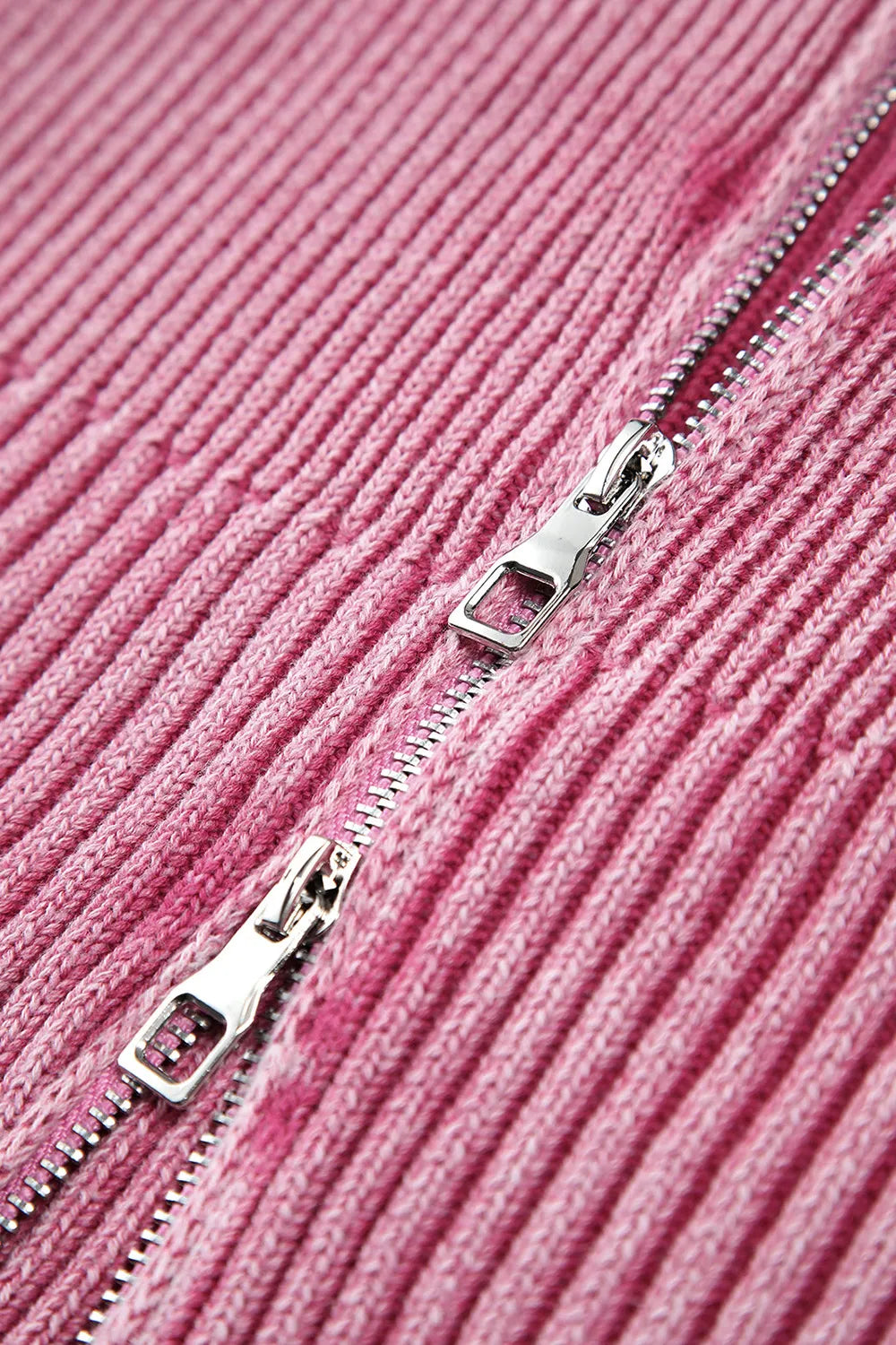 Double Take (Oh) Double Take Ribbed Off-Shoulder Zip Up Long Sleeve Cardigan